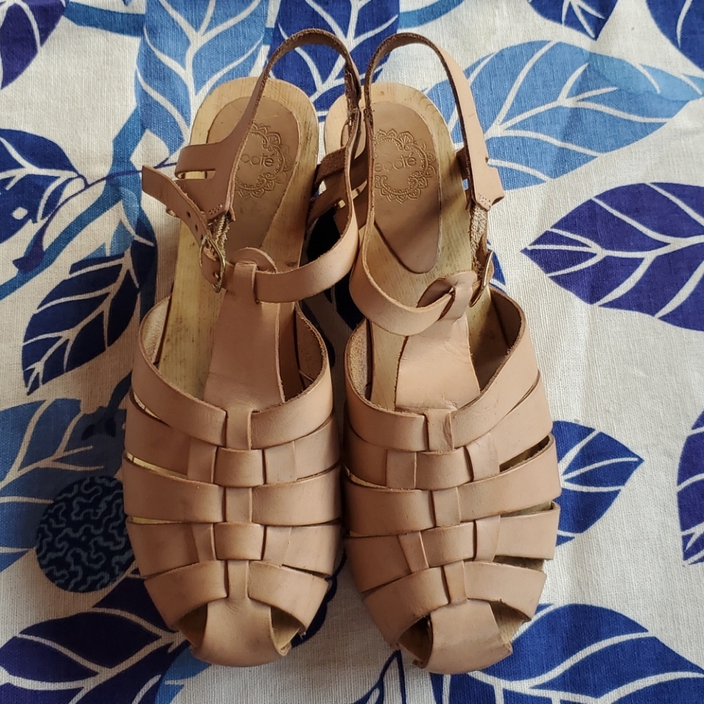 Ecote Leather Ankle Strap Sandal Clogs Size 8 - Picture 5 of 12